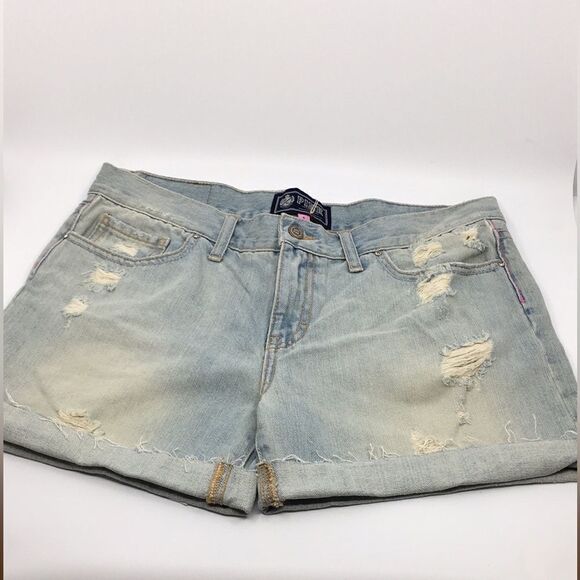 PINK by Victoria’s Secret Distressed light wash Denim Distressed Cuffed Shorts 6 - Picture 1 of 16